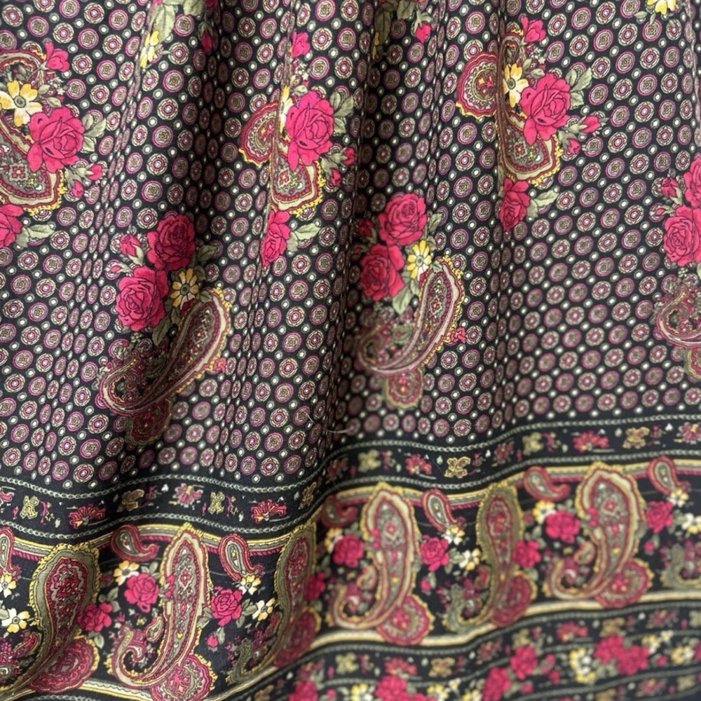 Alfred Dunner Rayon Midi Skirt Vintage Floral Pink Brown 90s 80s Size 14 - Picture 3 of 5